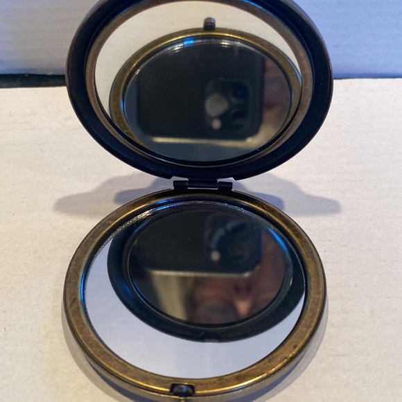 NWOT Brass Double Mirror Compact, Raised Jeweled Design with Bird - Picture 3 of 5